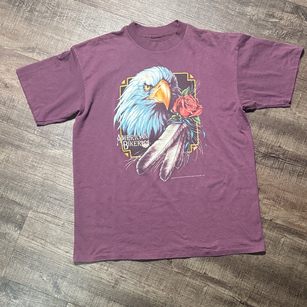 Vintage 1992 3D Emblem American Biker Eagle Shirt